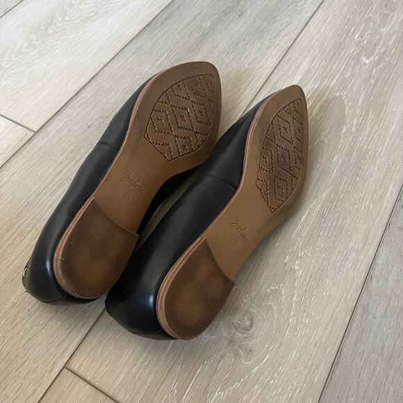 Zodiac 'Hill' Women's 9.5M High Quality Pointed Toe Black Leather Flat Ballet - Picture 6 of 7